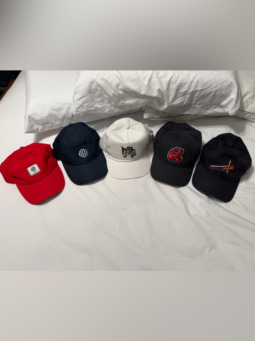 Five Baseball Caps - White, Navy, Red